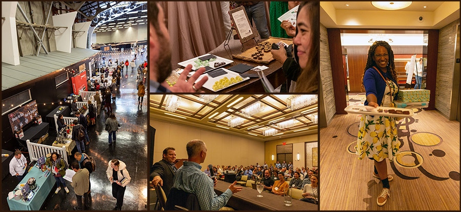 Collage of images from FCIA events, from trade shows, to lectures, to tastings